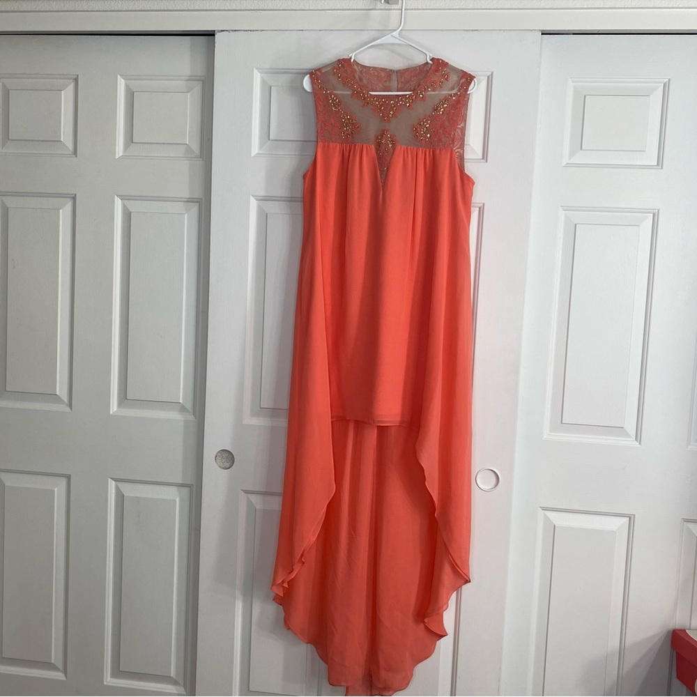 Bcbg High Low Beautiful Orange Melon Color Dress Gem
